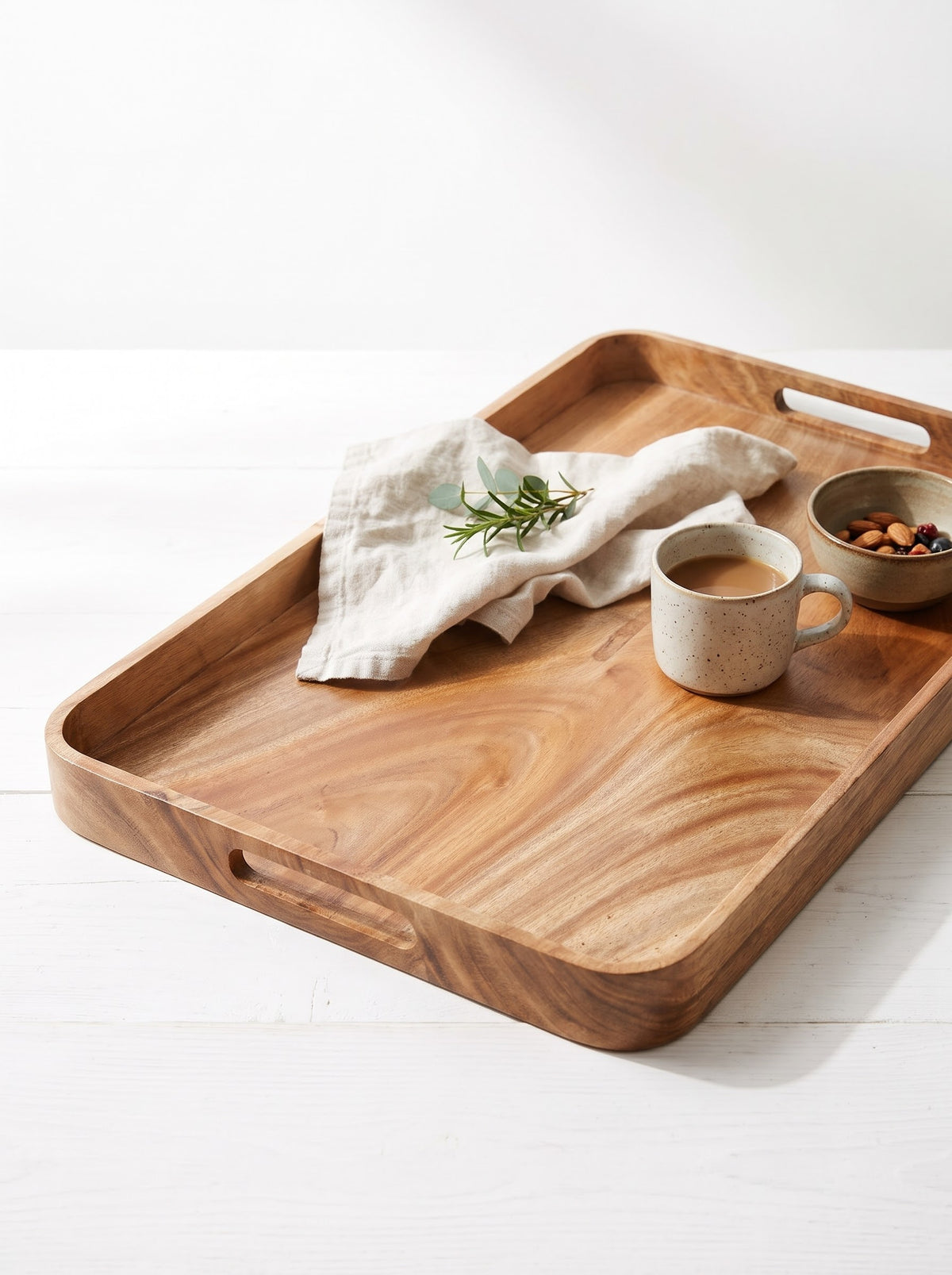 Rectangular wood tray