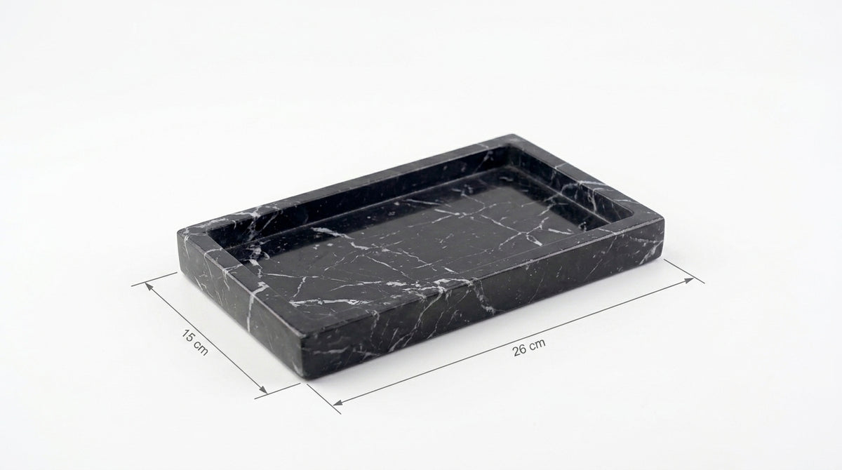 Marble rectangular tray 26*15 cm - Black