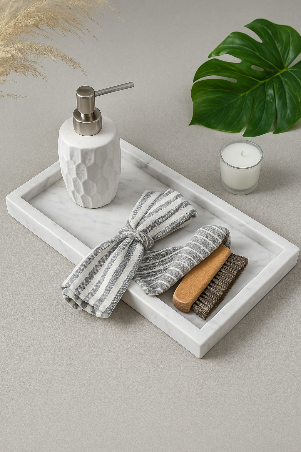 Marble rectangular tray 26*15 cm - White