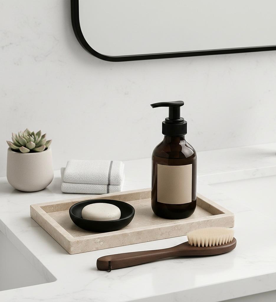 Marble rectangular tray 26*15 cm - Beige