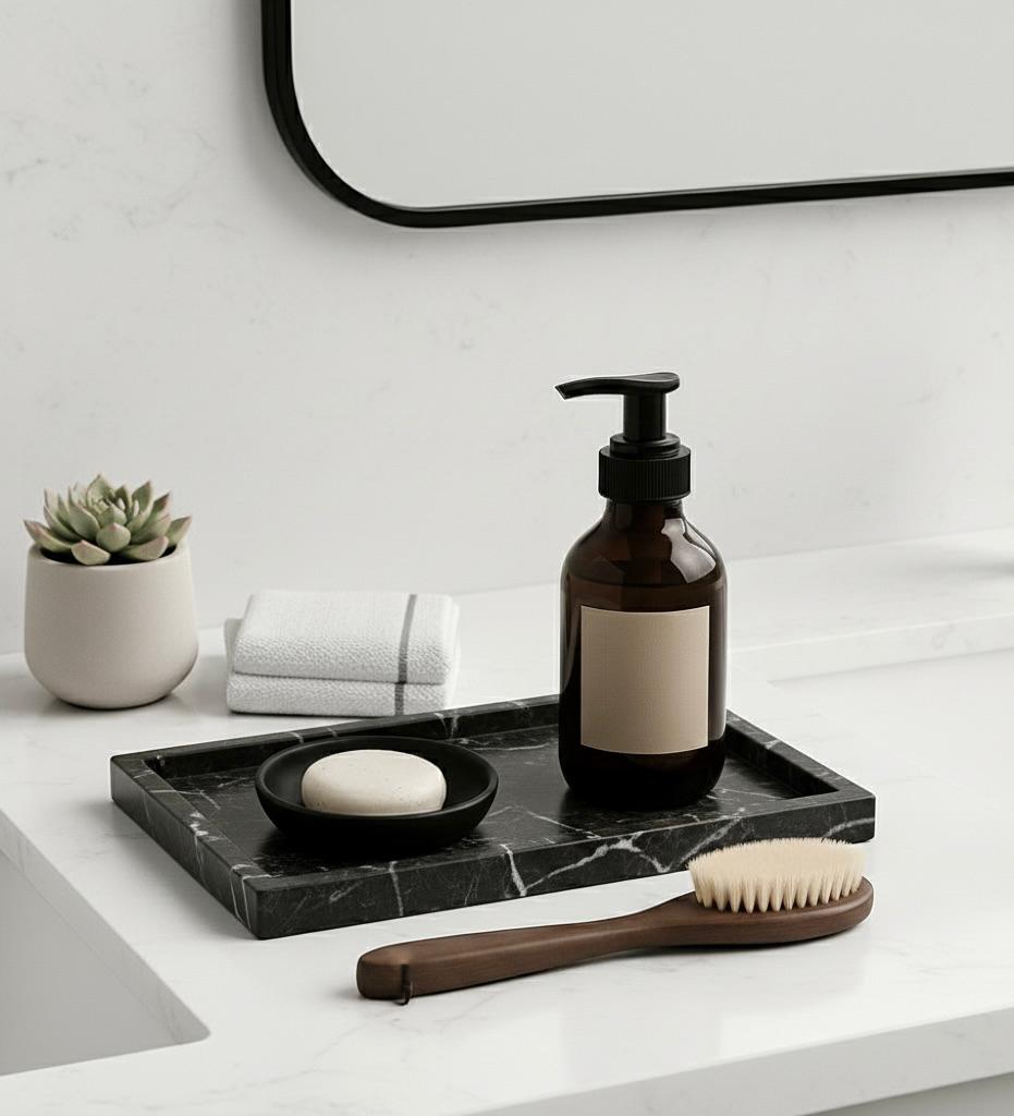 Marble rectangular tray 26*15 cm - Black