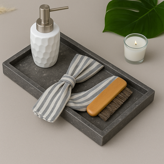 Marble rectangular tray 26*15 cm - Dark Grey
