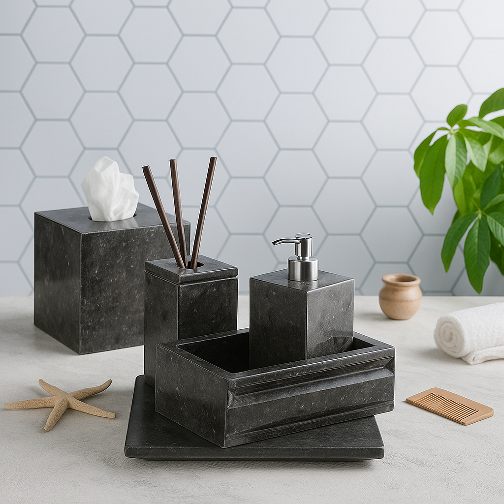 Bathroom set 5 pieces - Dark grey