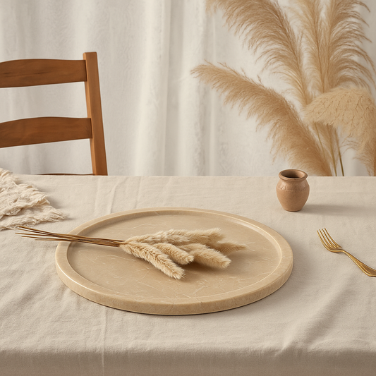Marble circular tray - Beige