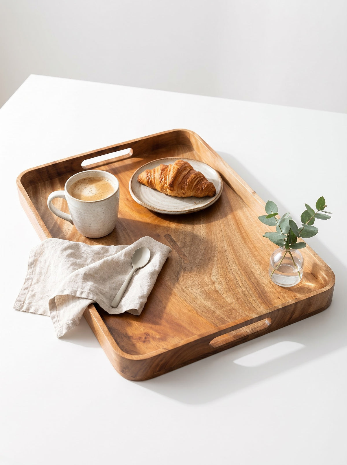 Rectangular wood tray