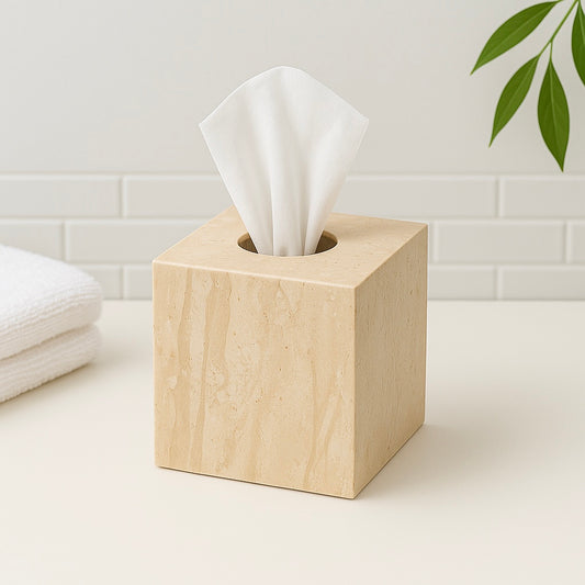 Marble squared tissue box - Beige