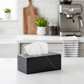 Marble rectangular tissue box - Black