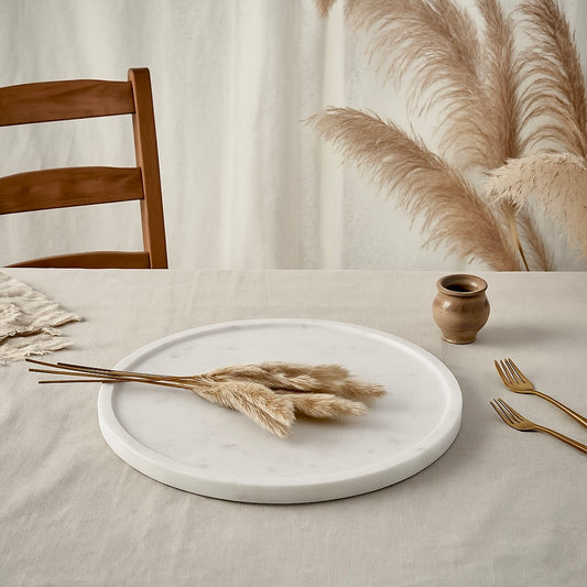 Marble circular tray - White