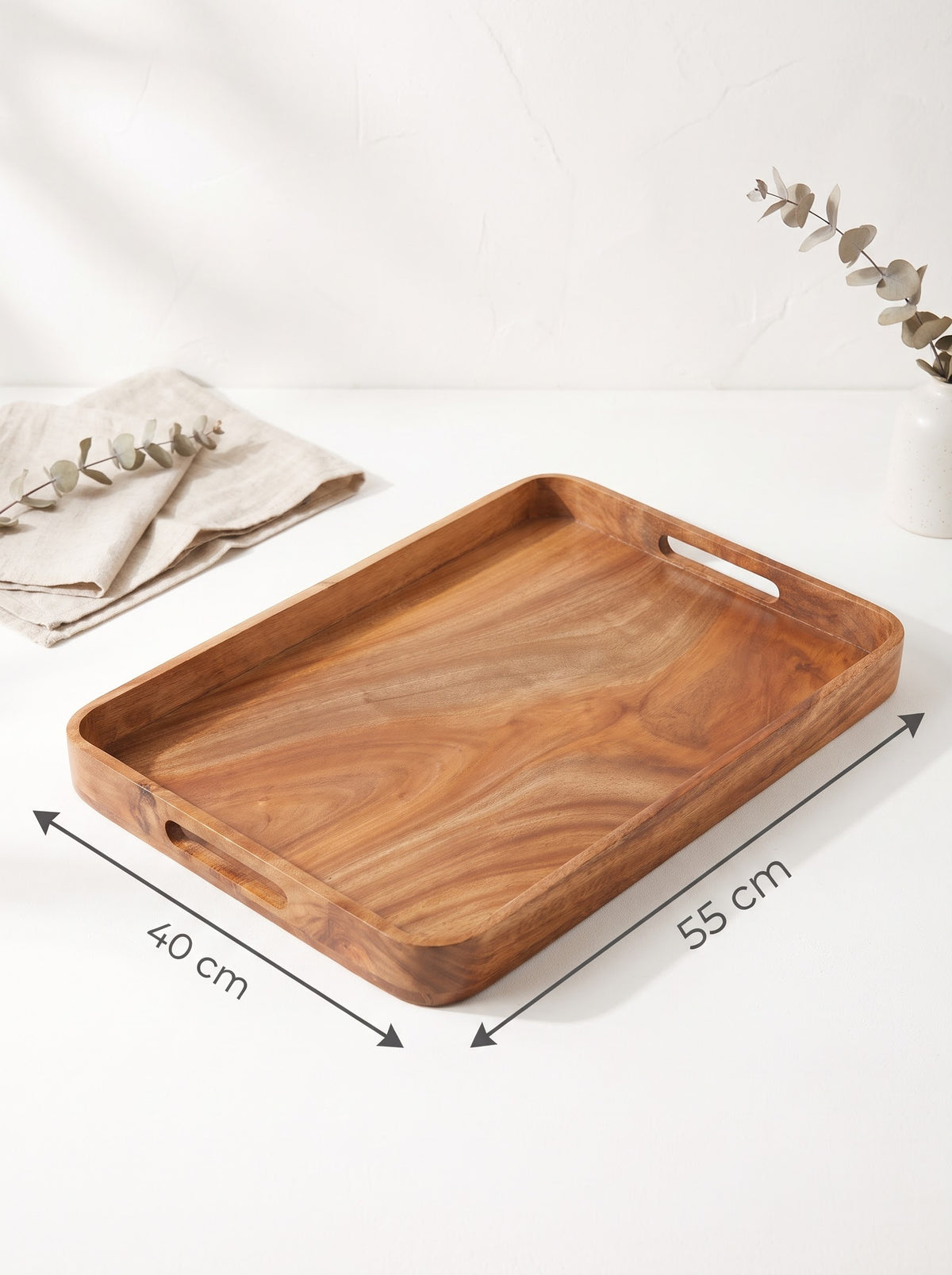 Rectangular wood tray