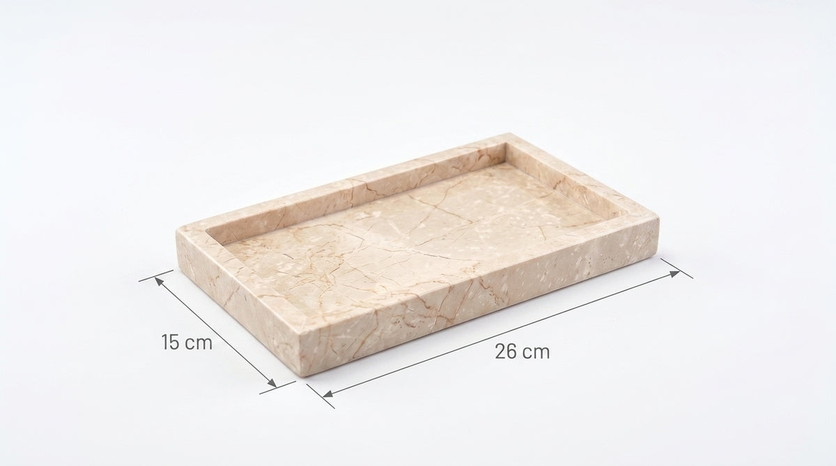 Marble rectangular tray 26*15 cm - Beige