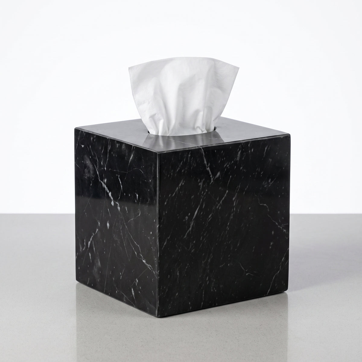 Marble squared tissue box - Black