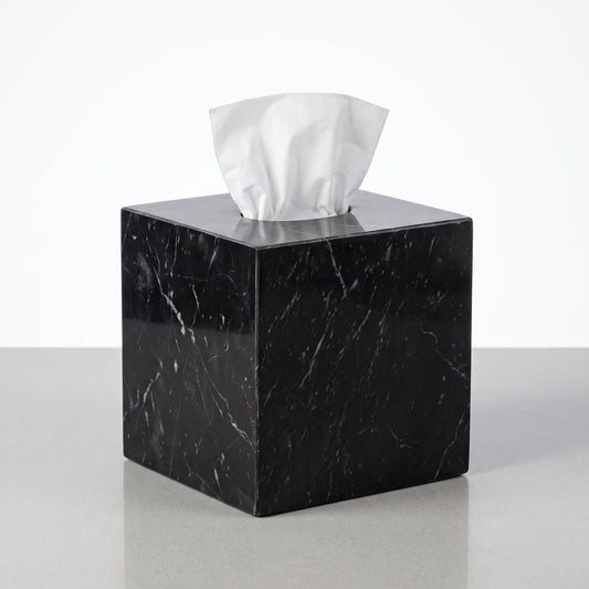 Marble squared tissue box - Black