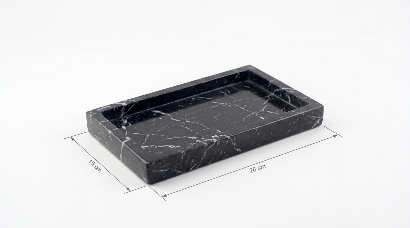 Marble rectangular tray 26*15 cm - Black