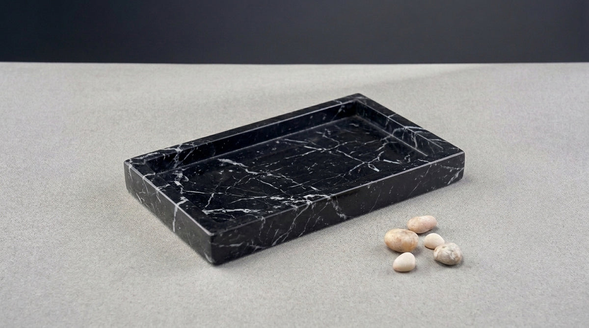 Marble rectangular tray 26*15 cm - Black
