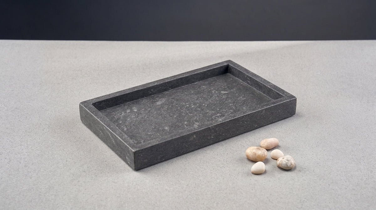 Marble rectangular tray 26*15 cm - Dark Grey