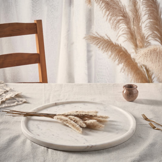 Marble circular tray - White