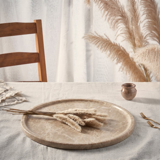 Marble circular tray - Beige