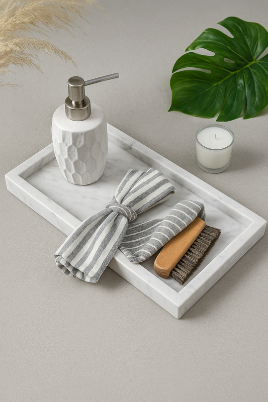 Marble rectangular tray 26*15 cm - White
