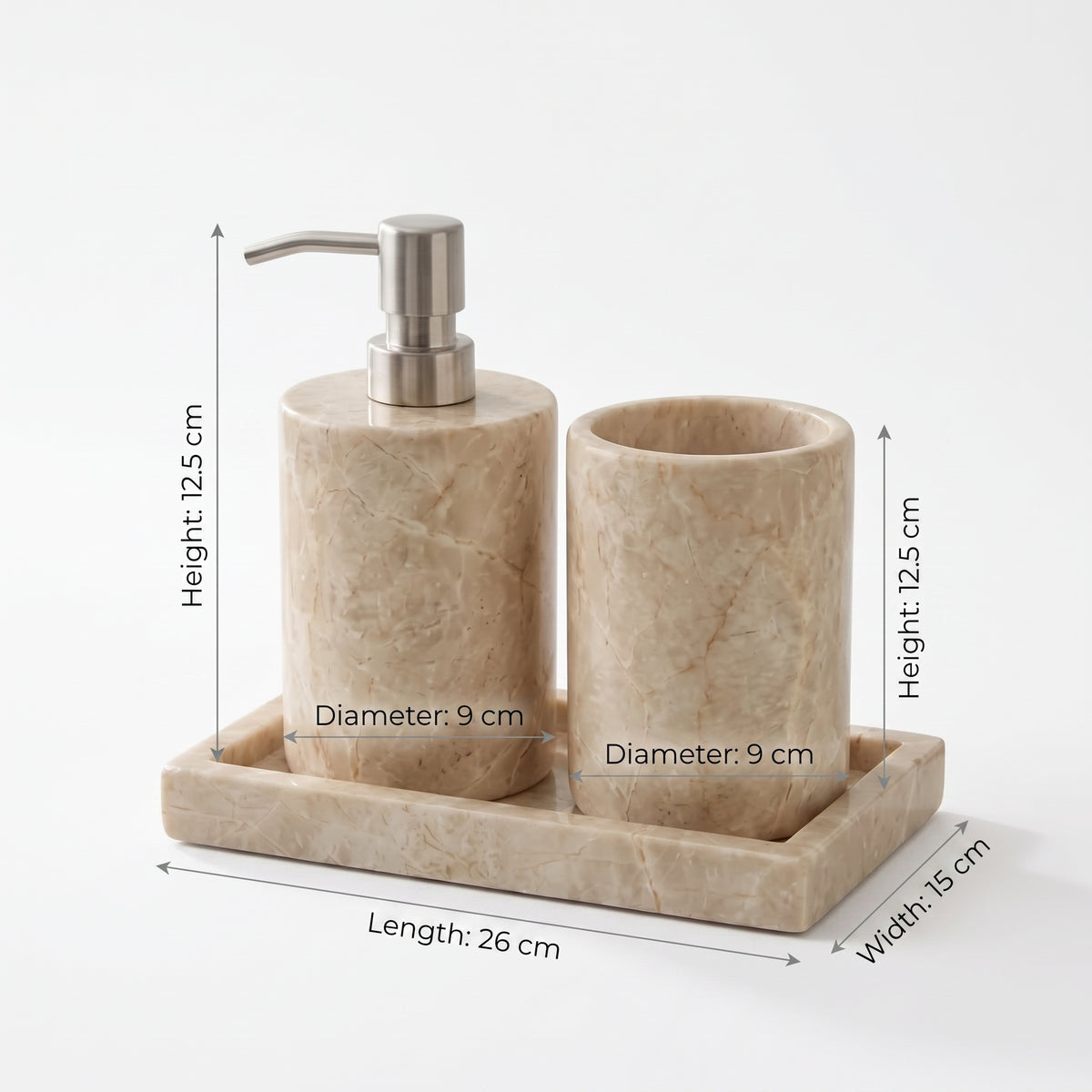 Bathroom set 3 pieces - Beige