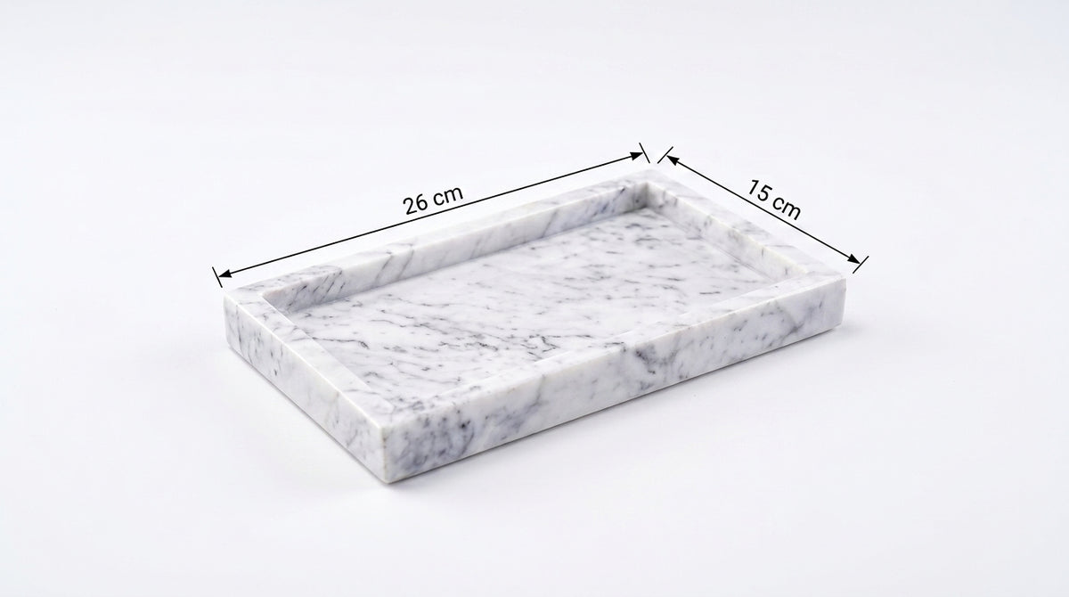 Marble rectangular tray 26*15 cm - White