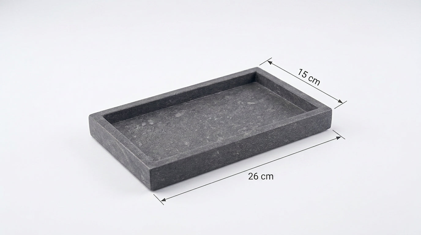 Marble rectangular tray 26*15 cm - Dark Grey