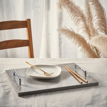 Dark grey tray silver handles (Three sizes available)