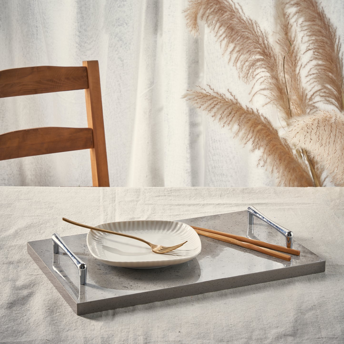 Dark grey tray silver handles (Three sizes available)