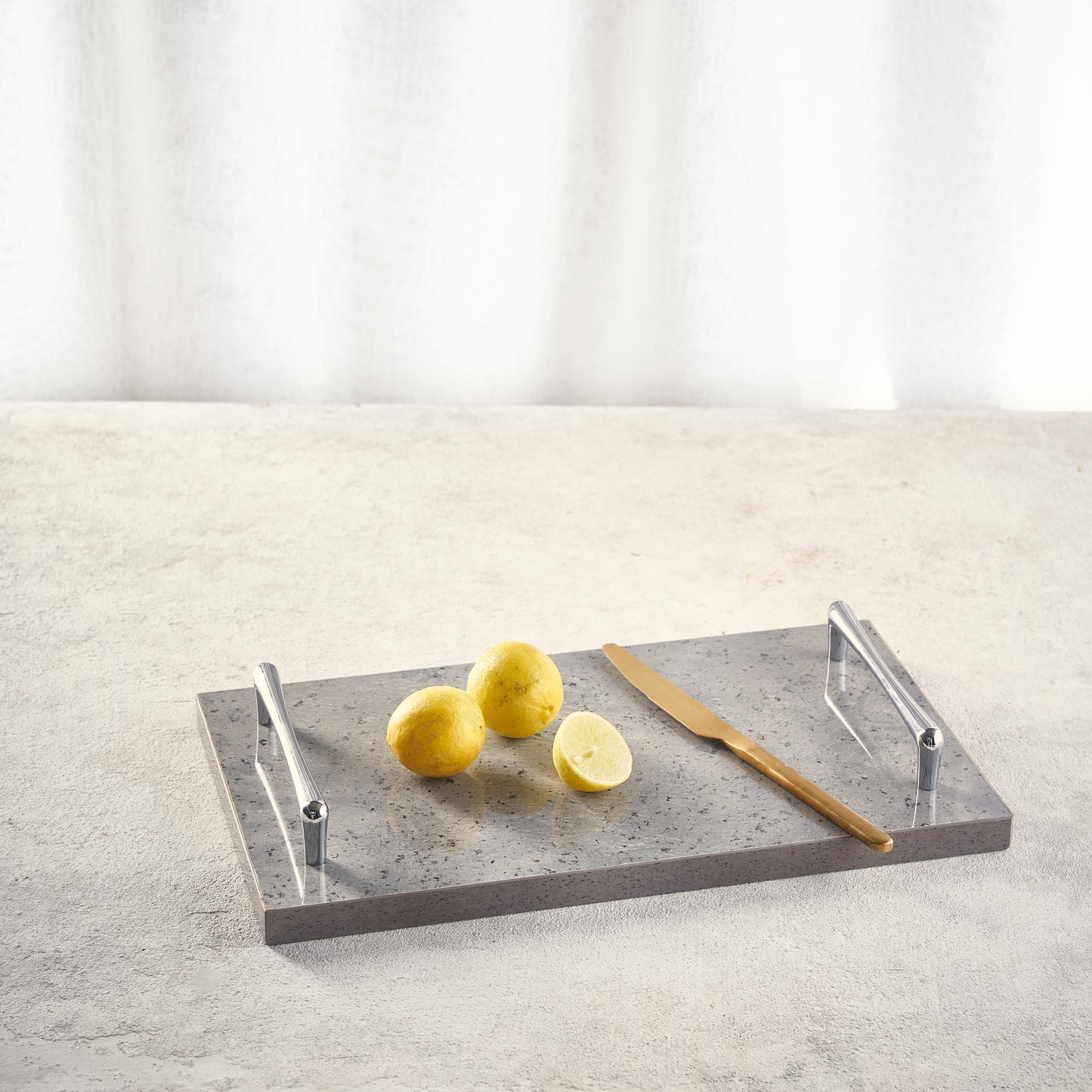 Dark grey tray silver handles (Three sizes available)