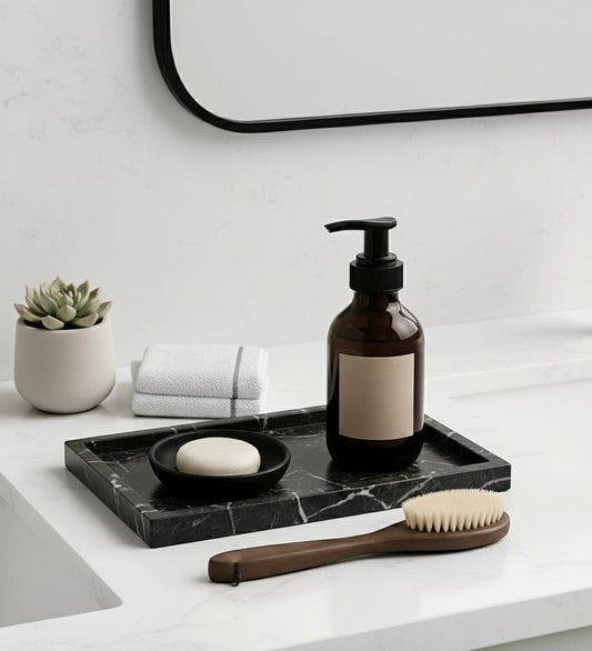 Marble rectangular tray 26*15 cm - Black