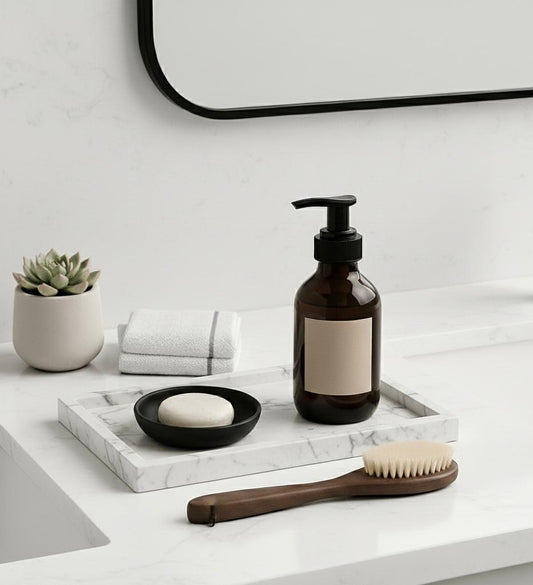 Marble rectangular tray 26*15 cm - White