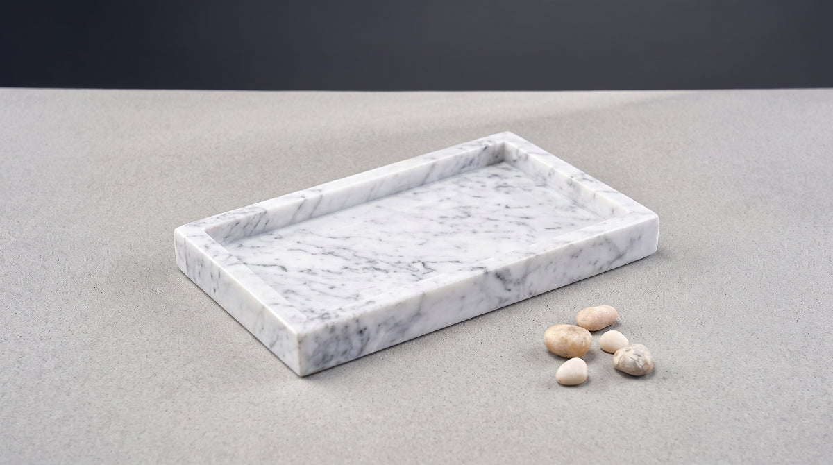 Marble rectangular tray 26*15 cm - White