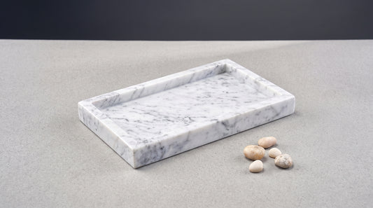 Marble rectangular tray 26*15 cm - White