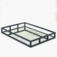 Black rectangular mirror tray