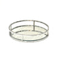 Silver circular mirror tray