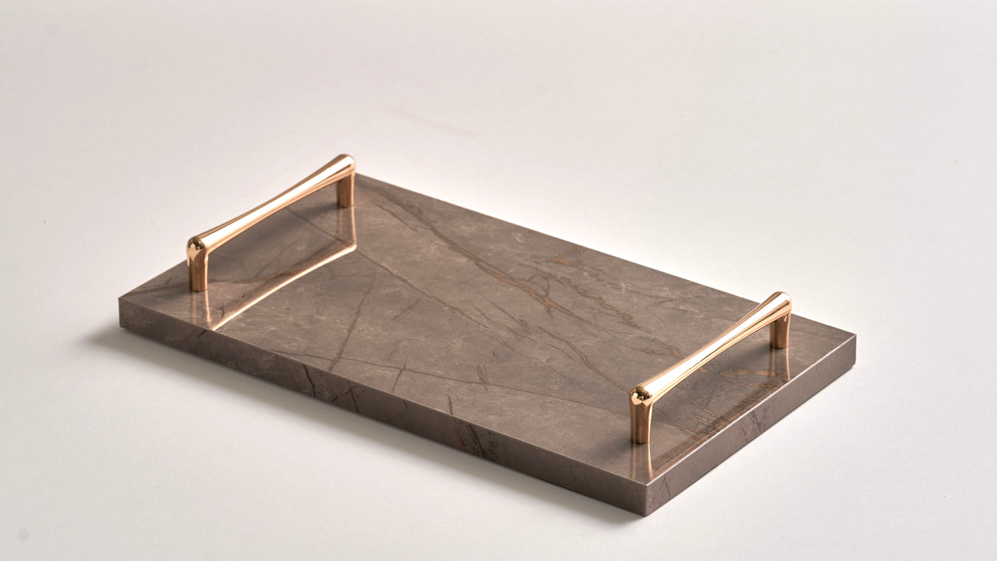 Greyish brown tray gold handles (Three sizes available)