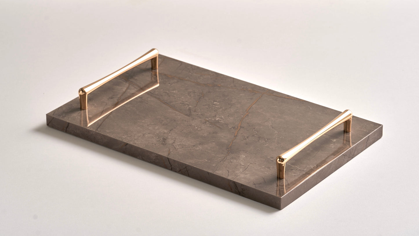 Greyish brown tray gold handles (Three sizes available)