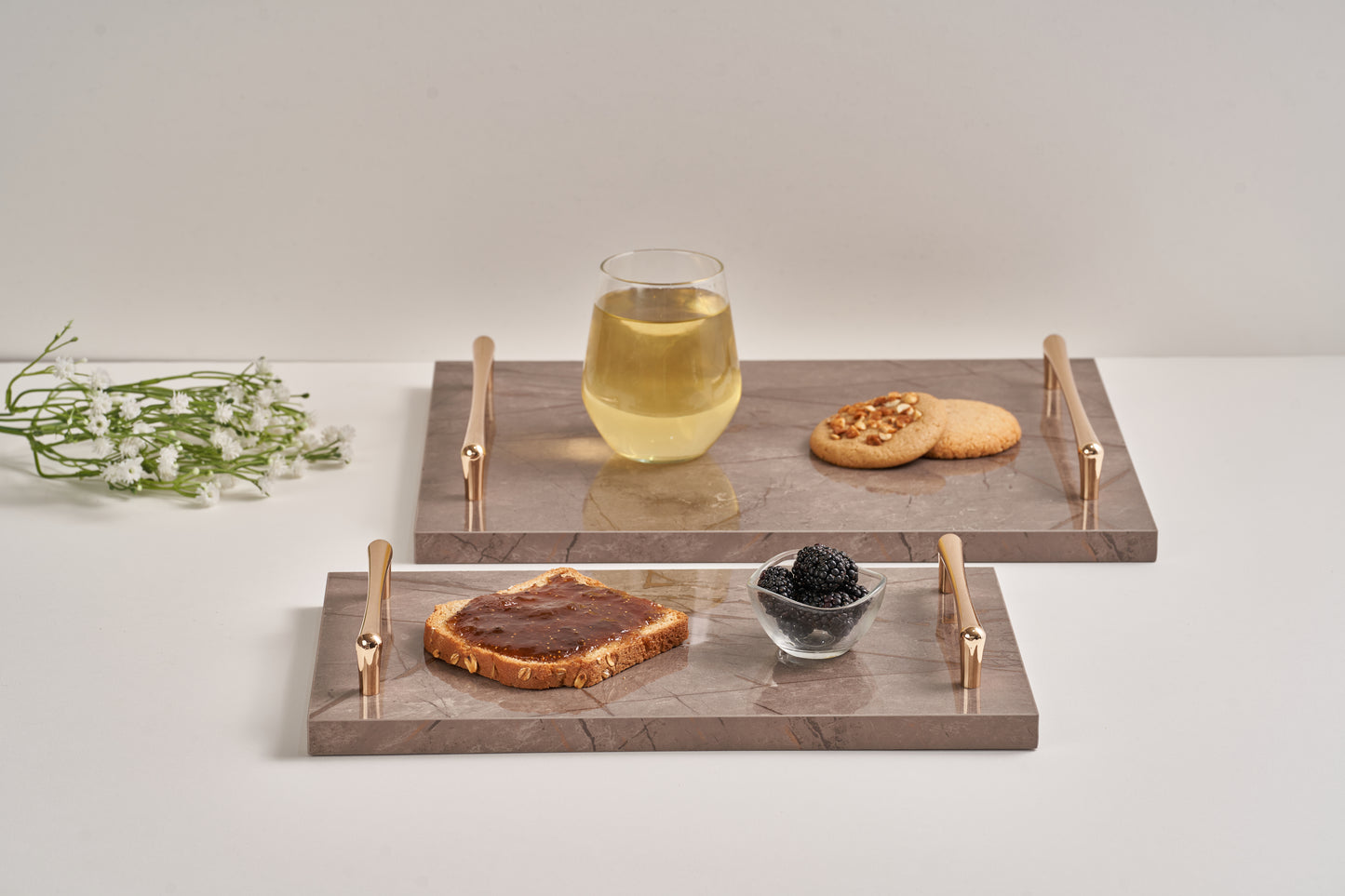 Greyish brown tray gold handles (Three sizes available)
