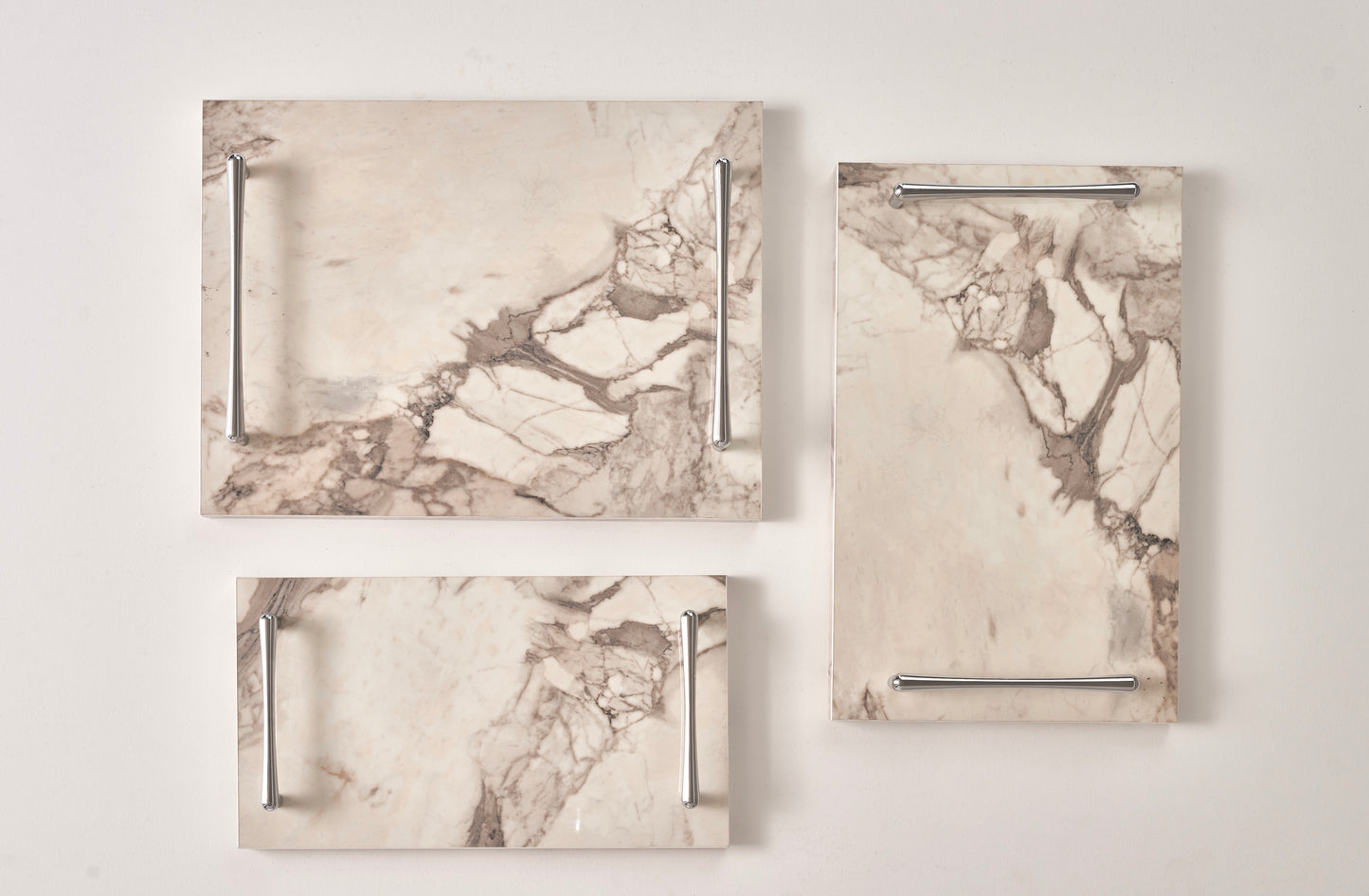 Off-white tray silver handles (Three sizes available)