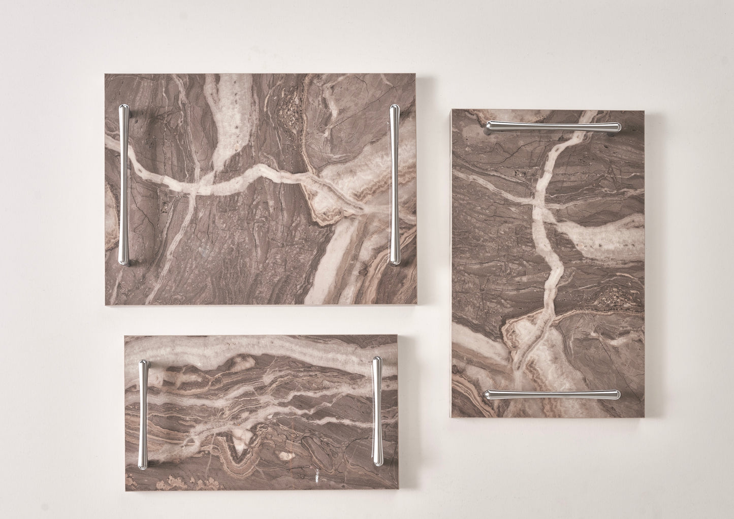 Beige tray silver handles